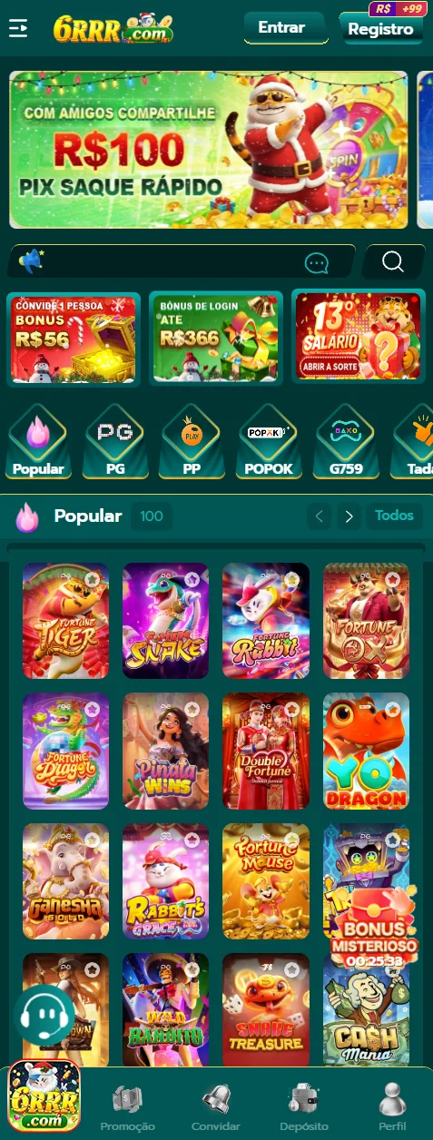 Usuário acessando informações de jogos no 6rrr.com